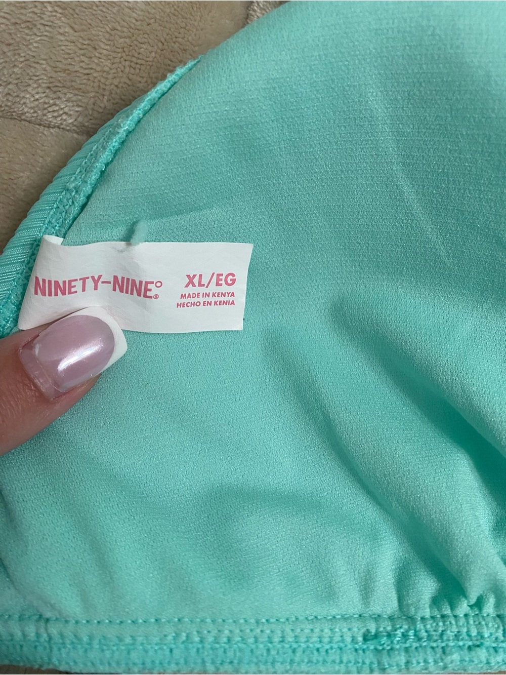 Ninety Turquoise Ribbed Triangle Bikini Set - Picture 3 of 4